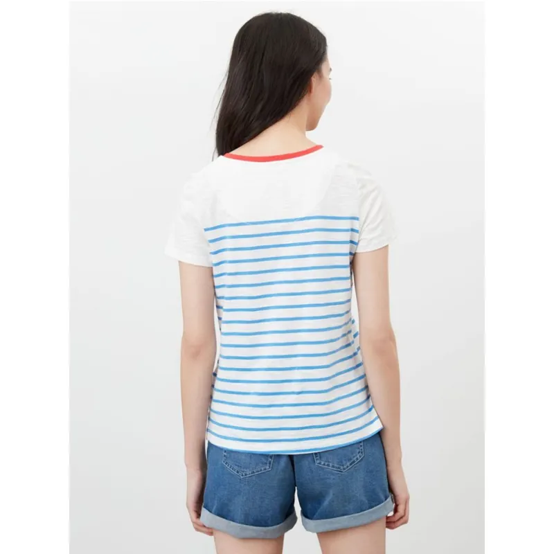 Joules Carley Print Classic Crew T-Shirt - Star Cream Stripe -1